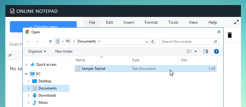 Open file dialog in Lipseo